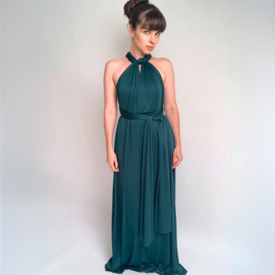 Dlouhé variabilní šaty Convertibles® NILPET® z kolekce Bohème, borovicové