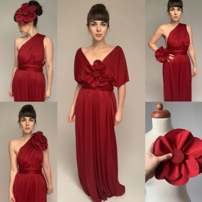 Komplet 2v1 velká květina + dlouhé šaty střihu Bohème z materiálu NILPET®