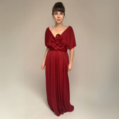 Komplet 2v1 velká květina + dlouhé šaty střihu Bohème z materiálu NILPET®