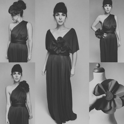 Velká květina + dlouhé šaty střihu Bohème z klasického materiálu