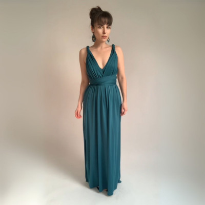 Dlouhé variabilní šaty Convertibles® NILPET® z kolekce Bohème, petrolejové