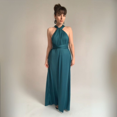 Dlouhé variabilní šaty Convertibles® NILPET® z kolekce Bohème, petrolejové