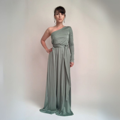 Dlouhé variabilní šaty Convertibles® NILPLA® - Longevita s rukávy, mátová barva, multiway dress, infinity dress