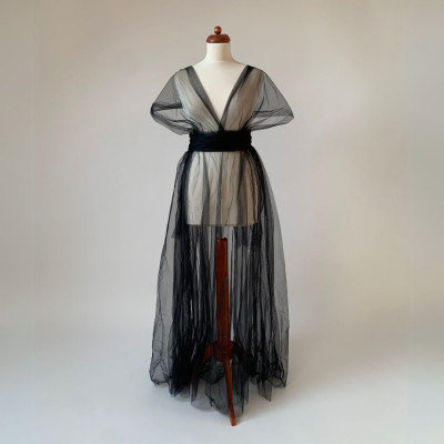 Dlouhé černé krycí tylové šaty Convertibles®