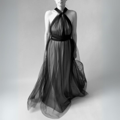 Dlouhé černé krycí tylové šaty Convertibles®