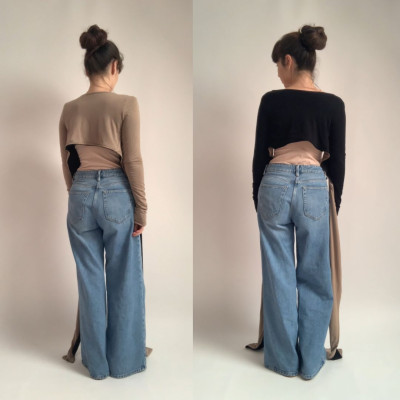 Oboustranný crop top s rukávy Longevita Convertibles® Bamboo