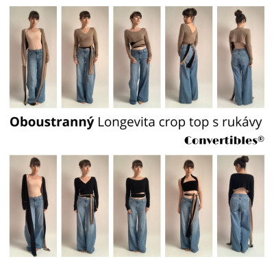 Variabilní oboustranný crop top s rukávy Convertibles® Bamboo Longevita