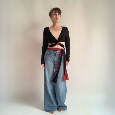 Oboustranný crop top s rukávy Convertibles® Tencel Longevita