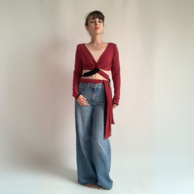 Oboustranný crop top s rukávy Convertibles® Tencel Longevita