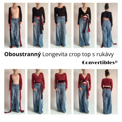 Variabilní oboustranný crop top s rukávy Convertibles® Tencel Longevita
