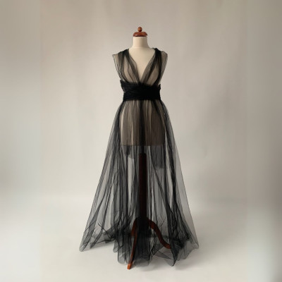 Dlouhé černé krycí tylové šaty Convertibles®