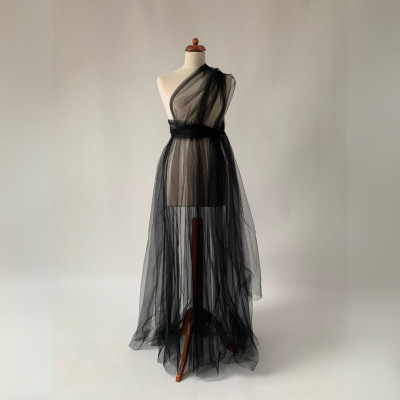 Dlouhé černé krycí tylové šaty Convertibles®