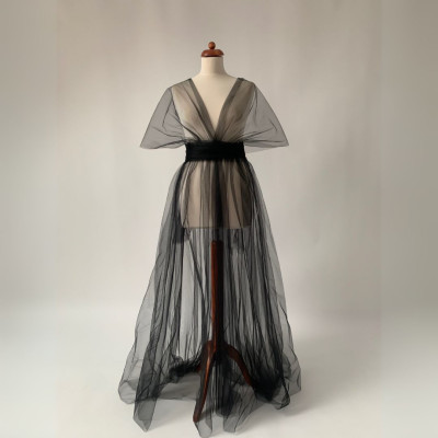 Dlouhé černé krycí tylové šaty Convertibles®