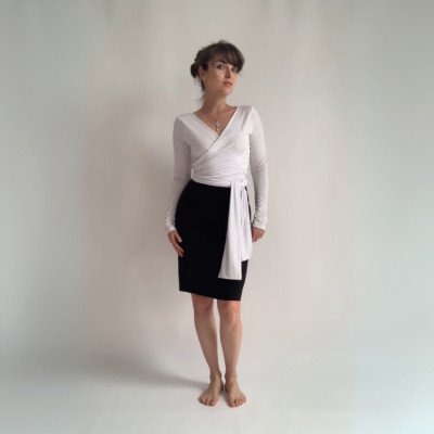 Variabilní CROP TOP Longevita s rukávy - White Collection