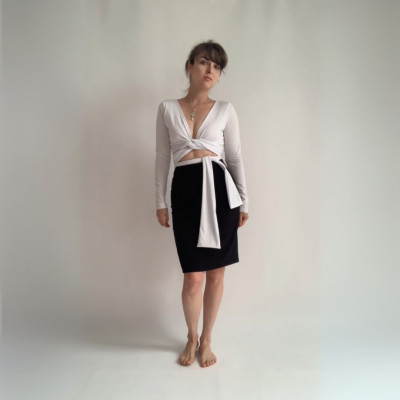 Variabilní CROP TOP Longevita s rukávy - White Collection