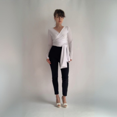 Variabilní CROP TOP Longevita s rukávy - White Collection