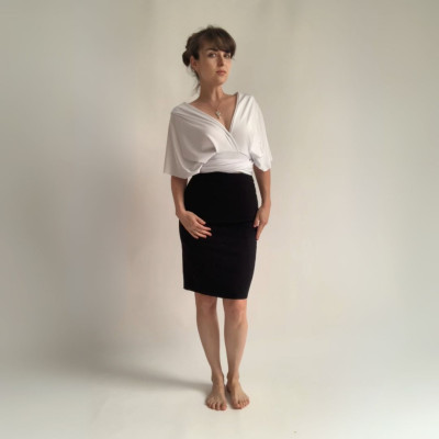 Set CROP TOP Bohème + dlouhá sukně - White Collection