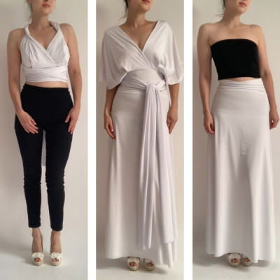 Set CROP TOP Bohème + dlouhá sukně - White Collection