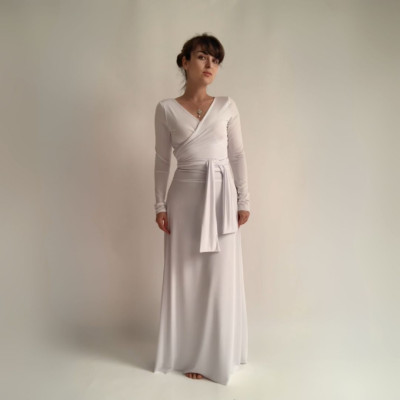 Set CROP TOP Longevita + dlouhá sukně - White Collection