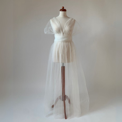 Dlouhé bílé krycí tylové šaty Convertibles®