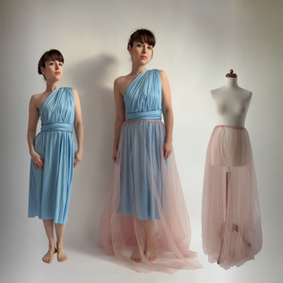 KOMPLET 2v1 - MIDI variabilní šaty Bohème Convertibles® NILPLA® + DLOUHÁ tylová sukně