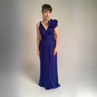 Komplet 2v1 velká květina + dlouhé šaty střihu Bohème z materiálu NILPET®