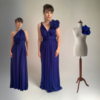 Komplet 2v1 velká květina + dlouhé šaty střihu Bohème z materiálu NILPET®