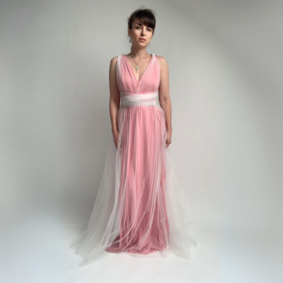 Dlouhé bílé krycí tylové šaty Convertibles®