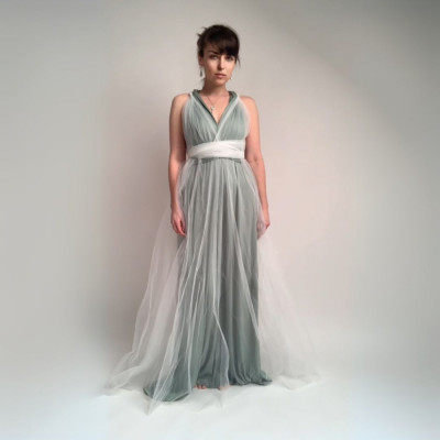 Dlouhé bílé krycí tylové šaty Convertibles®