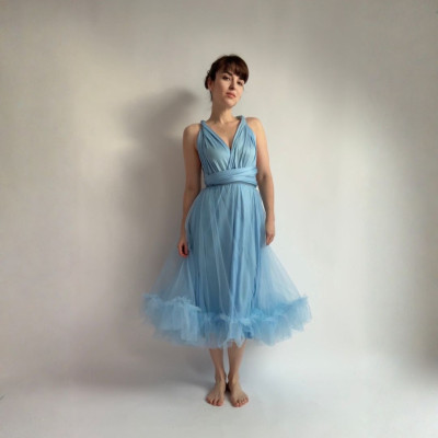 KOMPLET 2v1 - MIDI variabilní šaty Bohème Convertibles® NILPLA® + MIDI řasená tylová sukně