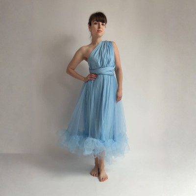 KOMPLET 2v1 - MIDI variabilní šaty Bohème Convertibles® NILPLA® + MIDI řasená tylová sukně