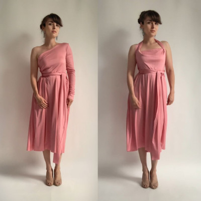 Variabilní šaty Convertibles® NILPLA® z kolekce Longevita s rukávy, pudrově růžová