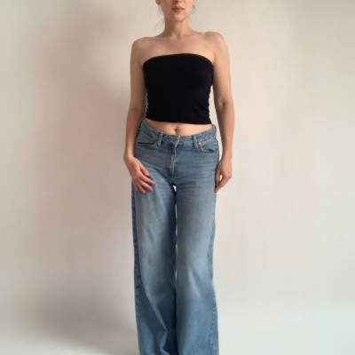 Bandeau top, tencel, černá