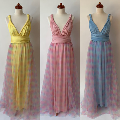 KOMPLET 2v1 dlouhých variabilních šatů kolekce Bohème a tylové sukně Convertibles®