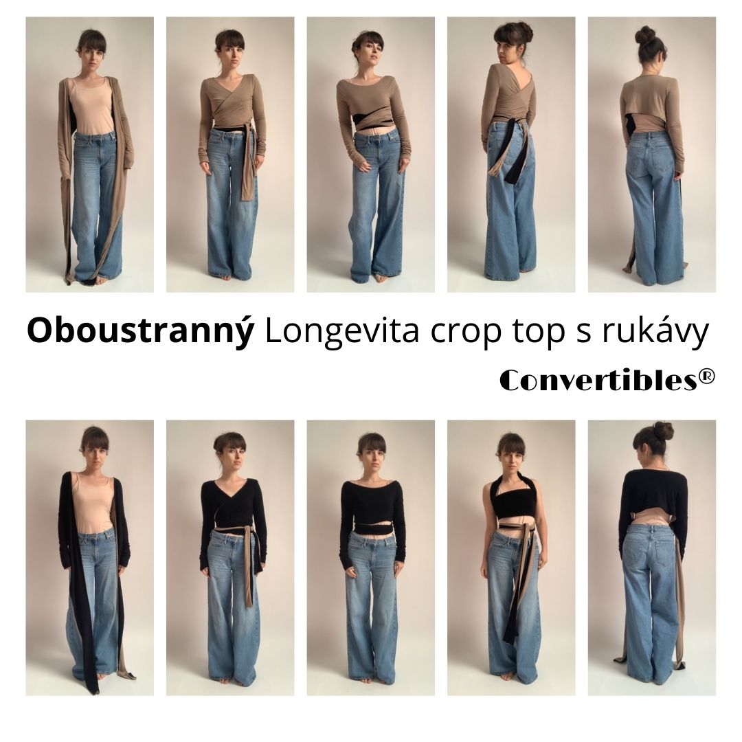 Oboustranný crop top s rukávy